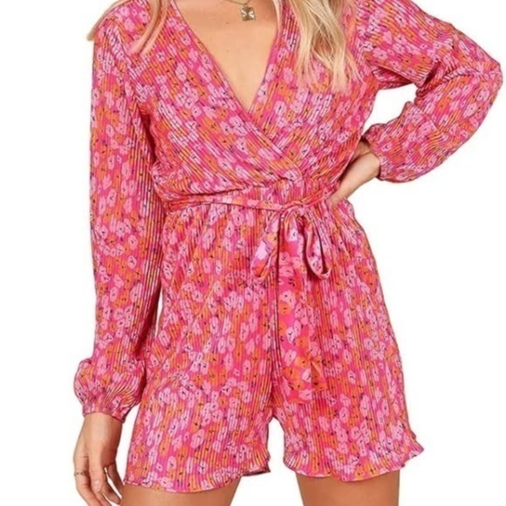 Petal +‎ Pup Minelli Romper,  Pink Orange Floral, Size Small